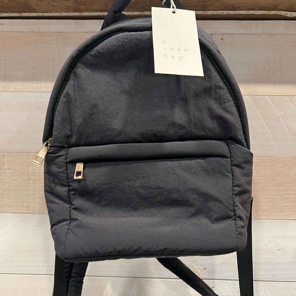 A Nee Day Mini Backpack Black with Gold Accents
